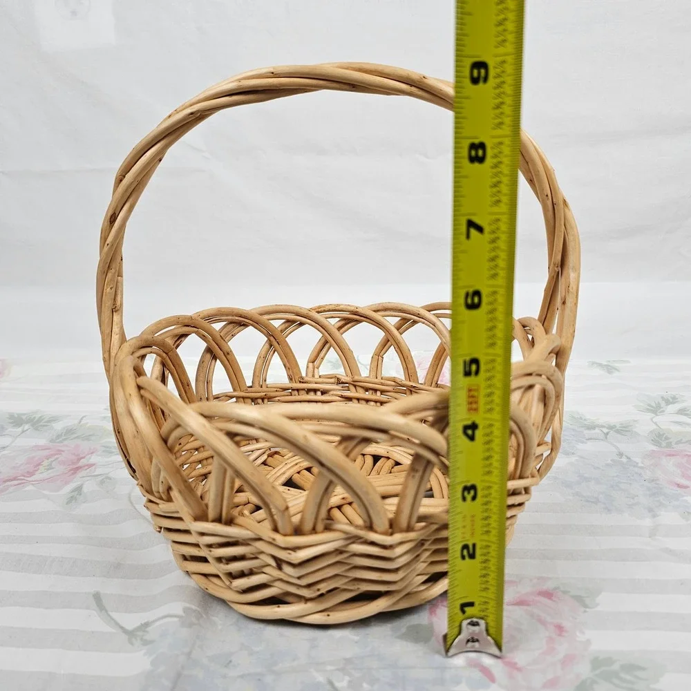 Wicker‎ Woven Basket Natural Tone Decorative Handle Set